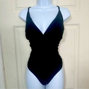 NWT Cupshe One Piece Black Swimsuit Ruched‎ Slimming Size XXLarge